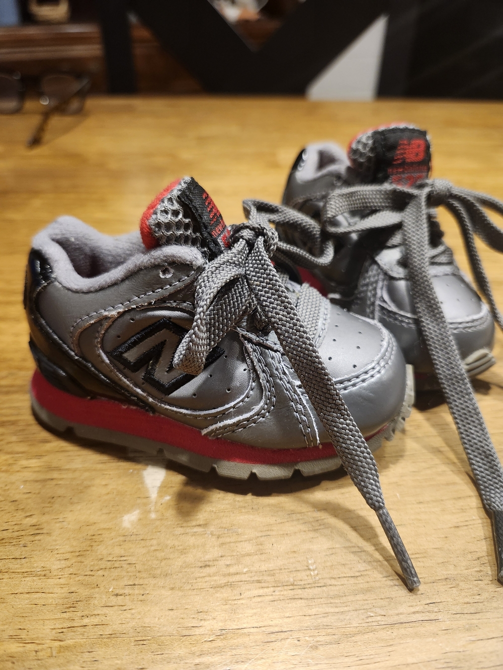 New Balance Infant Sneakers Size 3 Gray Black Red Athletic Shoes